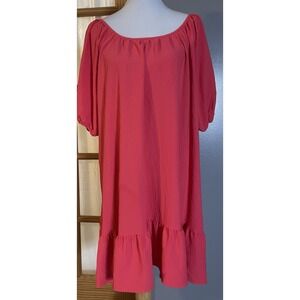 Ophelia Roe Ruffles Mini Dress XL Orange Balloon Sleeve Festive City Party Beach